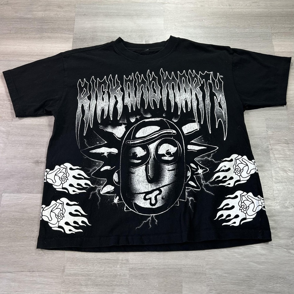 Civil Regime Shirt Mens Large Black Rick And Morty Roses Concrete Graphic Tee